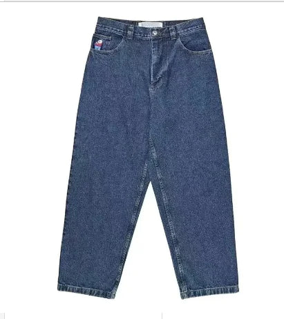 Baggy Big Boy Jeans - Dark Blue Y2K Retro Style (One Piece)